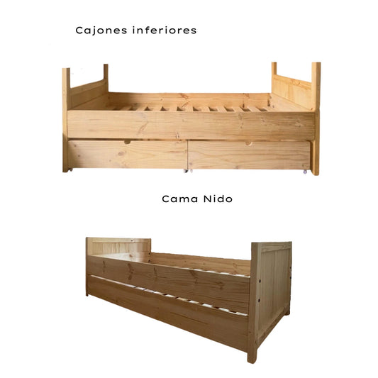 Cama Inferior Nido con Ruedas